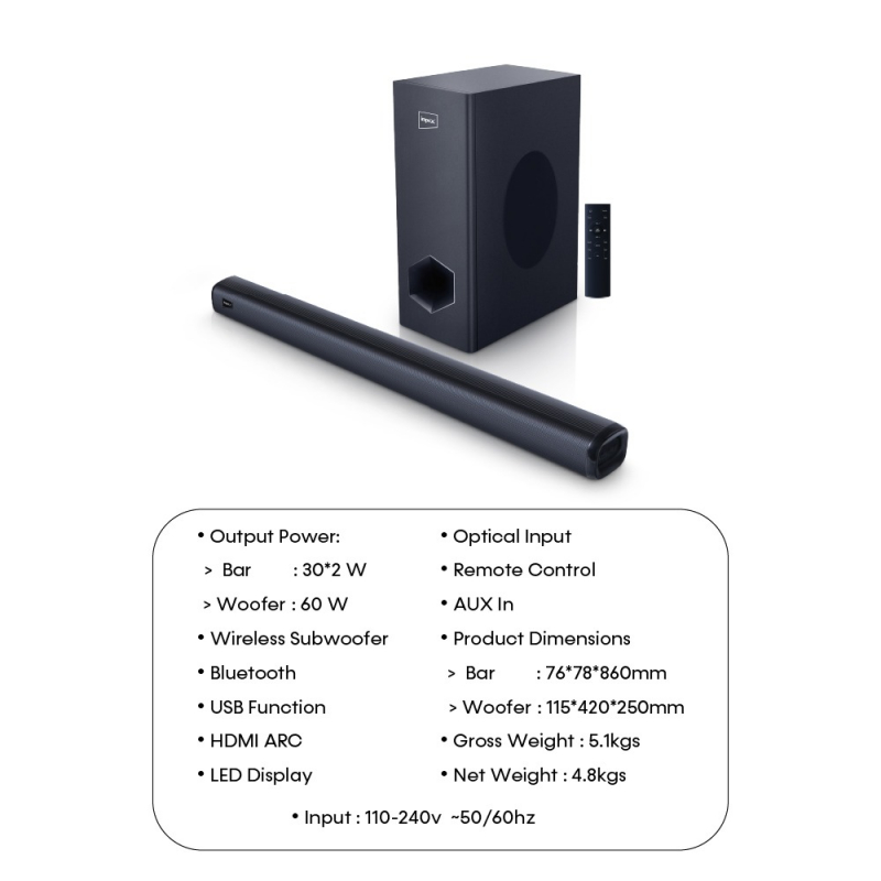 Impex 2.1 Wireless Subwoofer Soundbar BeatBeam | SB 6000