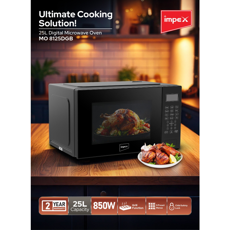 Impex 25L Digital Grill Microwave Oven | MO 8125DGB