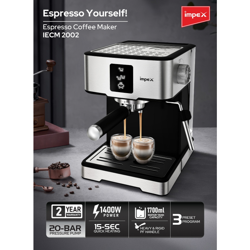 Impex 1.7L 20 Bar Espresso Coffee Maker | IECM 2002