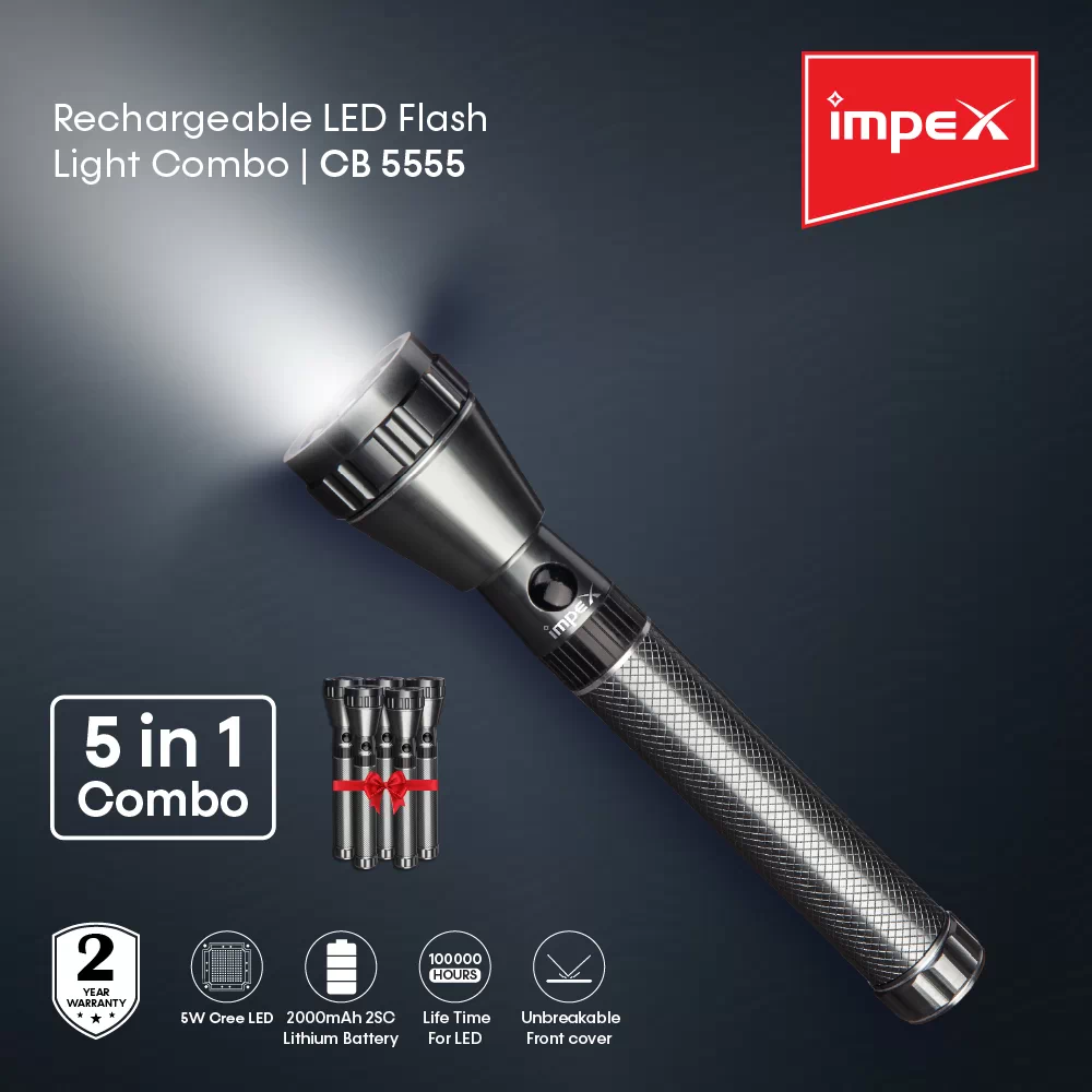 Rechargeable LED flashlight Combo | CB 5555