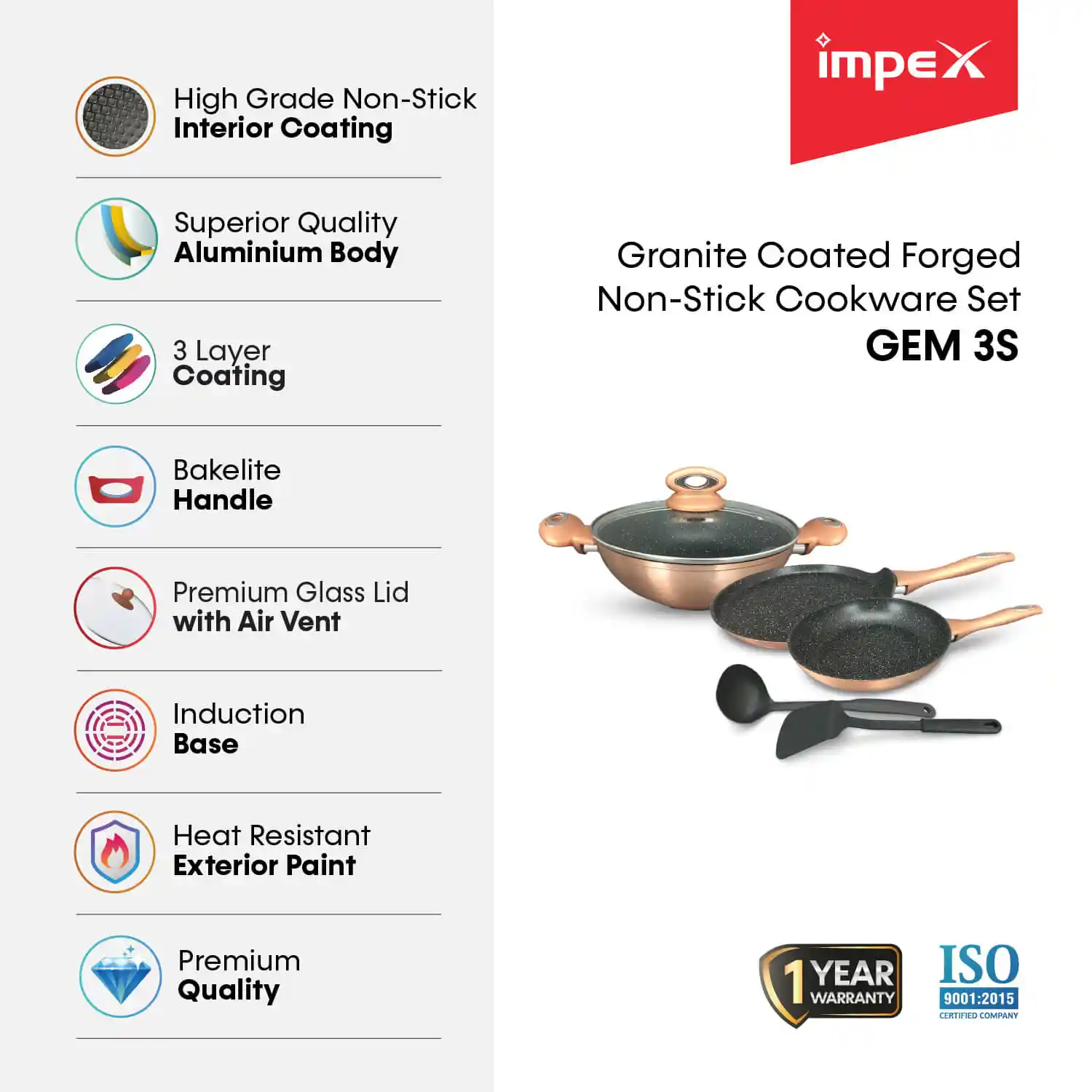 Non Stick Stone Marble Coating Forged Aluminium Fry Pans With